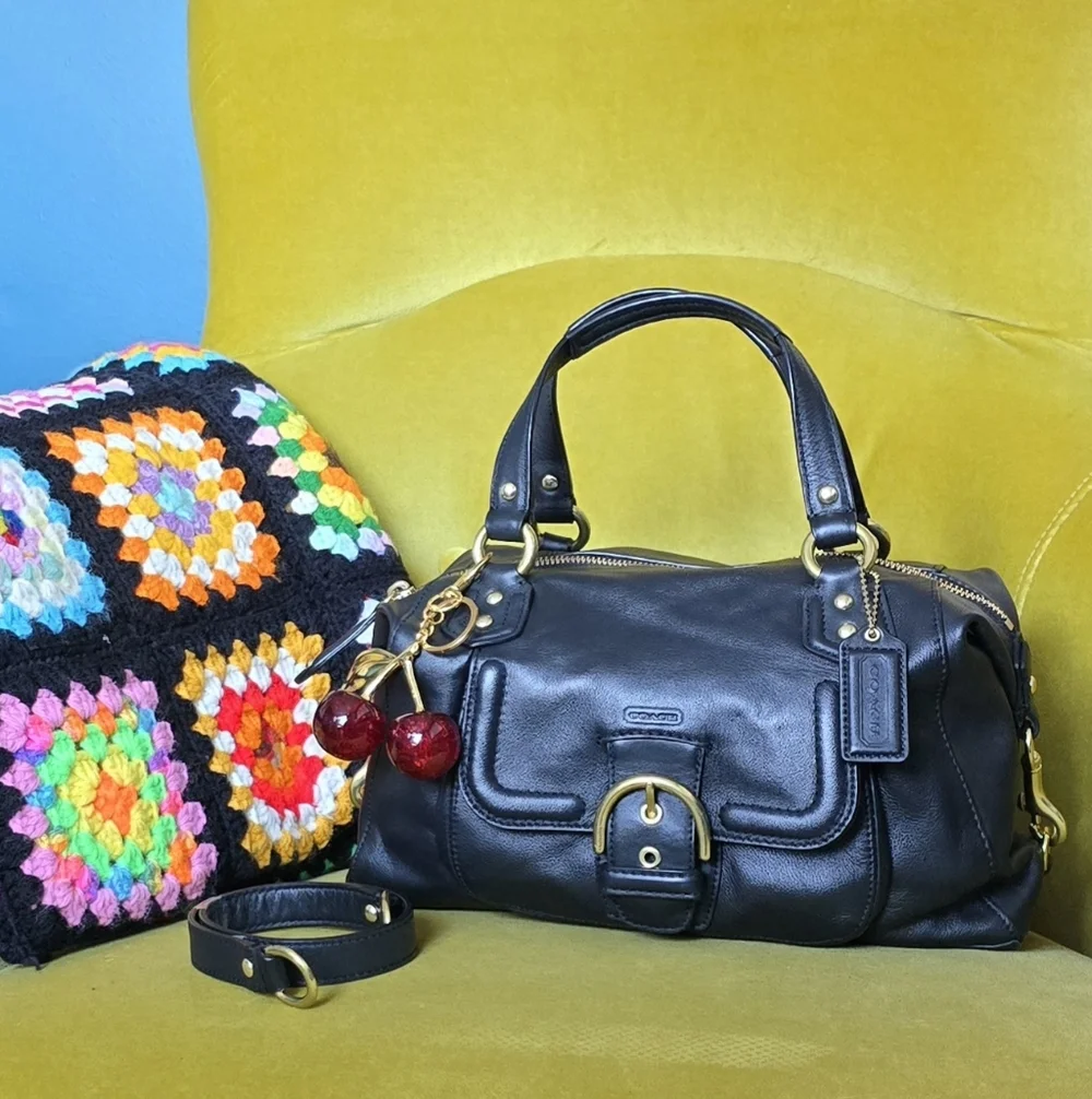 Black Coach Campbell Satchel w/ Gold Hardware (24690) - Picture 1 of 7
